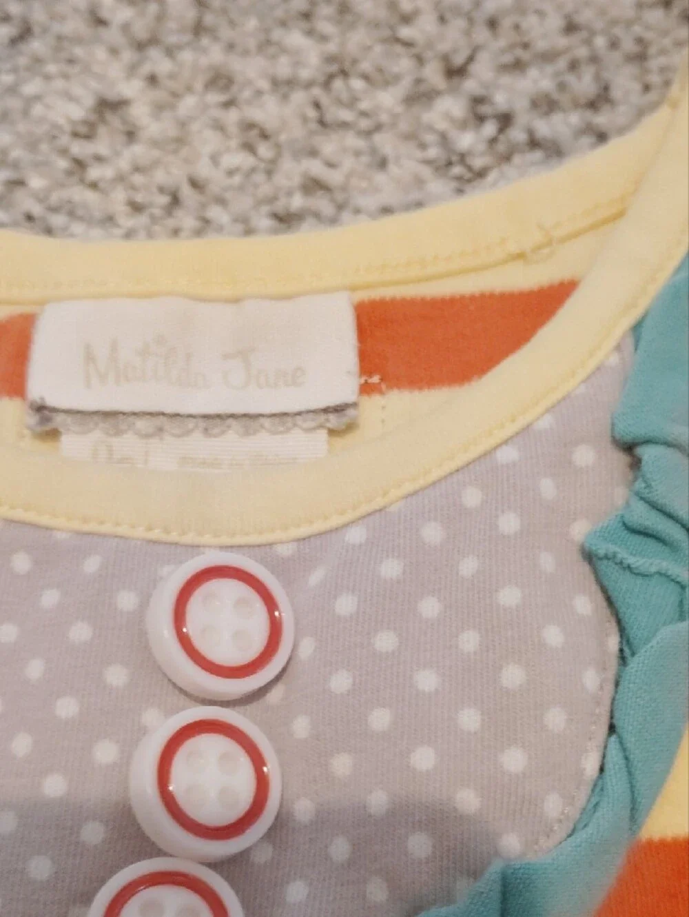 Matilda Jane Striped Tank Top Dress with Orange, Yellow, Blue & Tan Panels